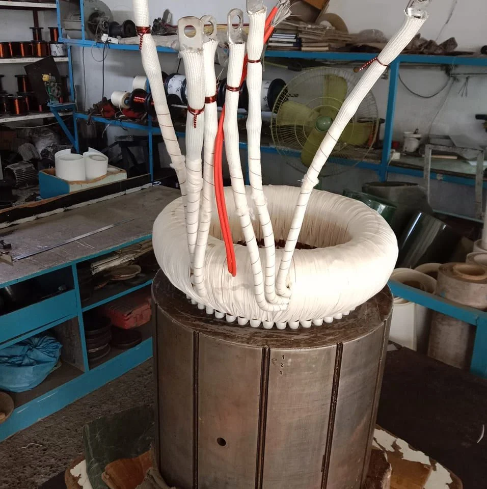 Motor stator before rewinding process